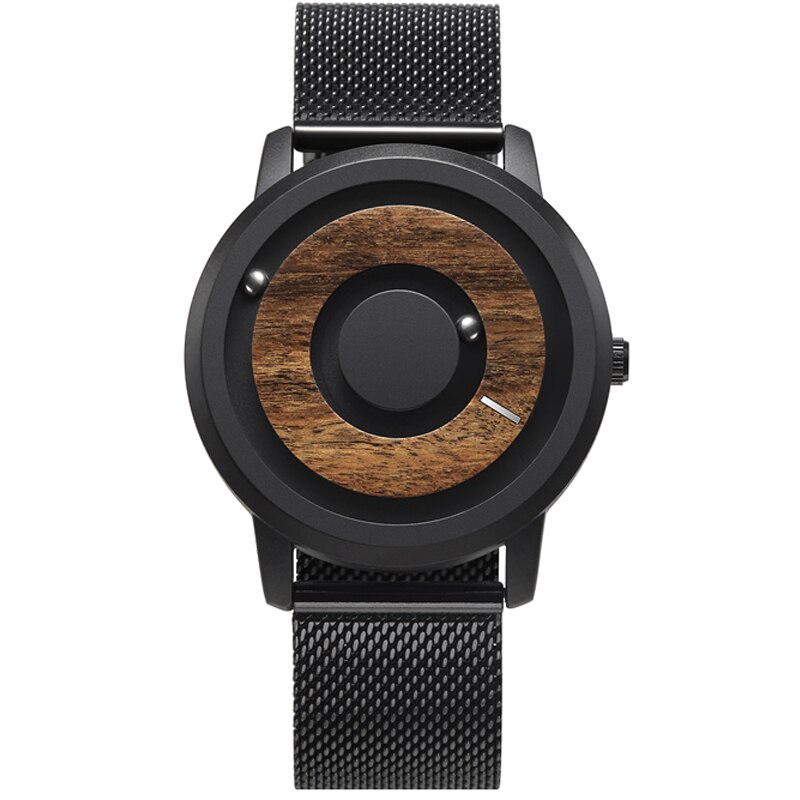 Echt Holz Uhr Kreative Holz Zifferblatt Männer Uhren Magnetische Magnet Metall Ball EUTOUR Mens Retro Quarzuhr Männlichen Saat reloj: 11