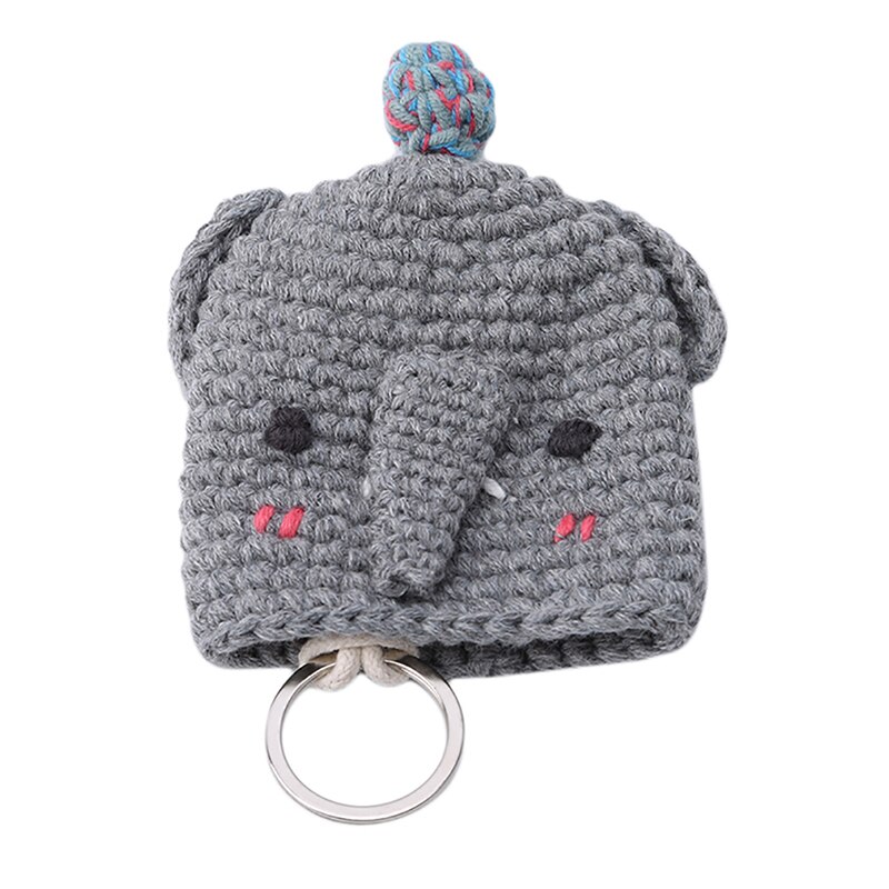 Hand-Geweven Pullable Draagbare Vrouwen Tassen Mode Cartoon Mini Sleutel Tas Multifunctionele Draagbare Sleutel Opbergzakken: Elephant