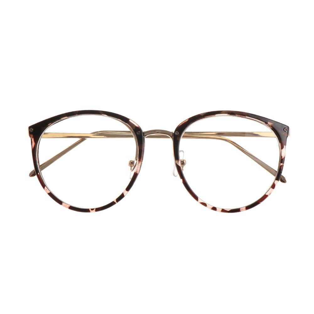 1 Pc Mode Metalen Vintage Ronde Bril Unisex Oversized Frame Optische Glazen Bril Vision Care Brillen Accessoires: 4-leopard