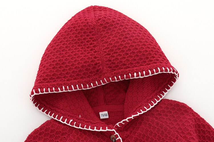 Spring Autumn Baby Girl's Beautiful Clothing, Age For 9M-2T, With Flowers Pattern, Big Red Embroidered Hooded Sweater Jacket