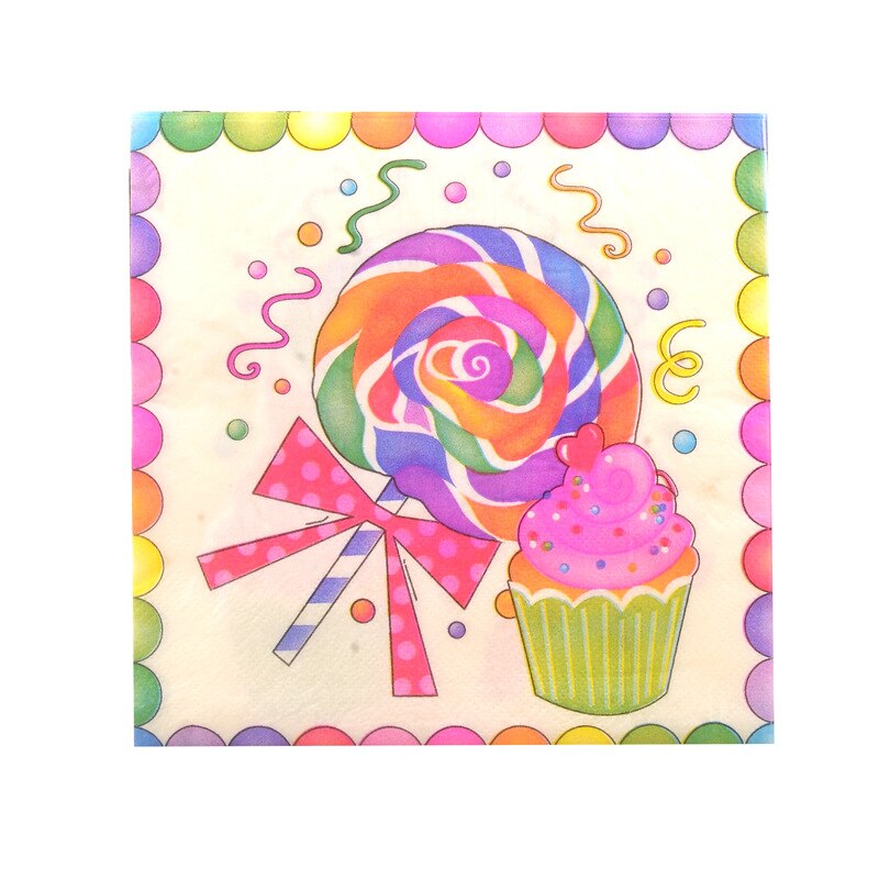 Decoupage Tafel Papier Lollipop Gedrukt Servet Handdoeken Verjaardagsfeestje 3 Tas * 20 Vel = 60 Vel