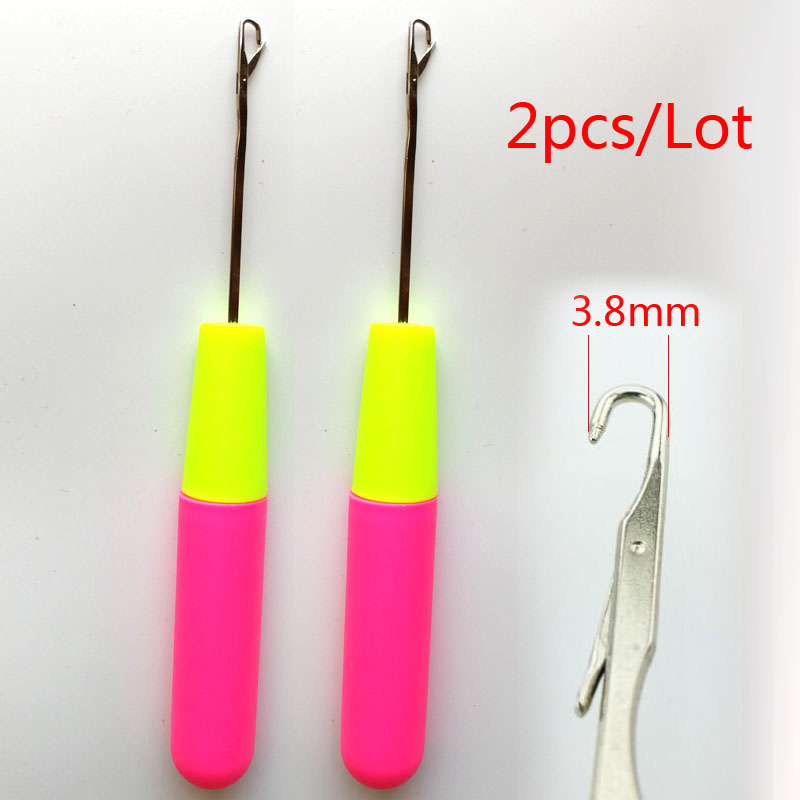 Crochet pour cheveux, Micro anneaux, boucles, perles, tresse, Crochet pour loquet, aiguille en plastique, dreadlock, Crochet pour cheveux tricotés: 2pcs-3.8mm