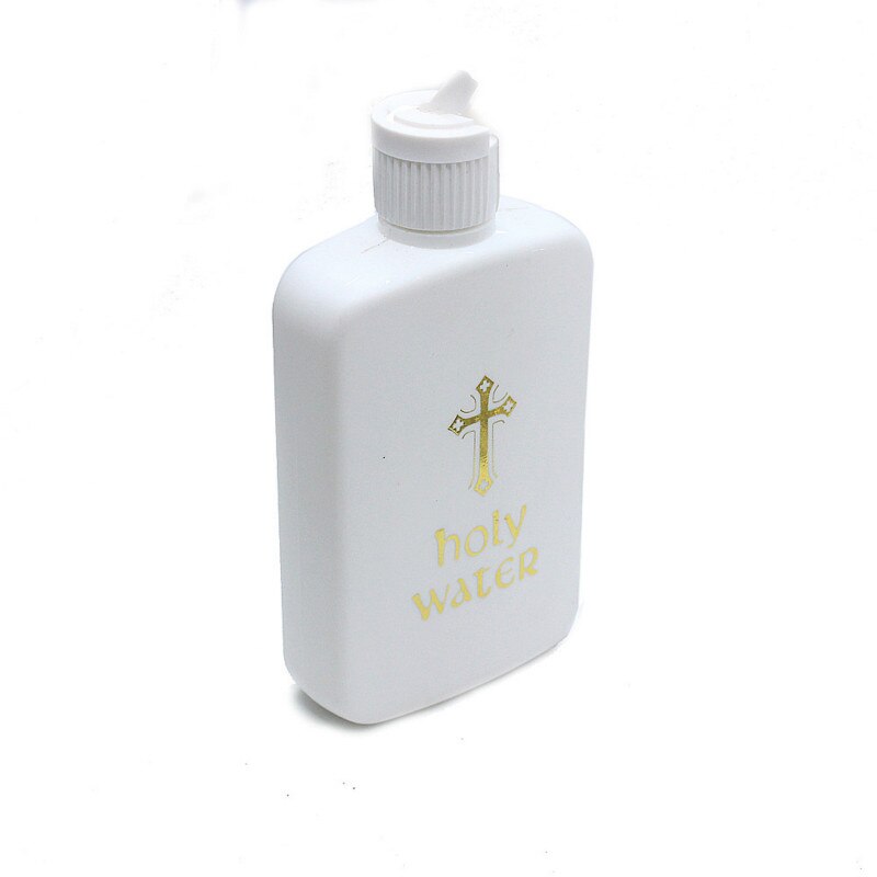 2 stk  (8oz plus 4 oz)  frostet hvidguld kryds katolsk kristen hellig vandflaske med flip tud låg katolsk kristen forsyning