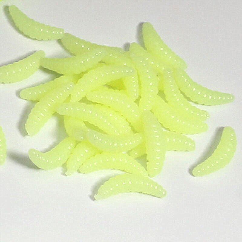 50/100 st 2cm maggot grub mjuka fiske bete krokar lukt maskar glöd räkor fisk beten parodi leksaker fiske mask leksak: C -50 st