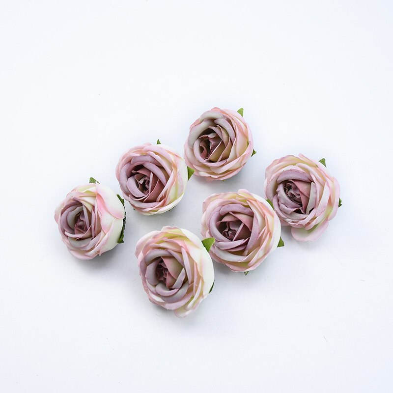 6 st te rosor huvud självlåda juldekorationer till hemmet bröllop bröllop tillbehör röjning konstgjorda blommor billigt: 7