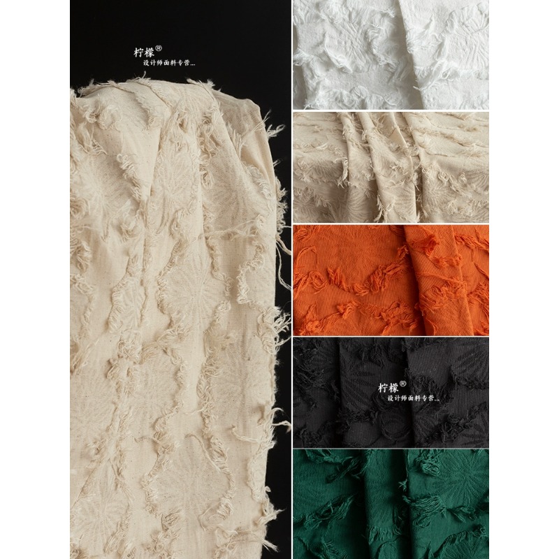 Katoenen En Linnen Tas Met Kwastjes Diy Stof Linnen Jacquard Donkere Bloem Handgesneden Jas Rok Kleding Stof