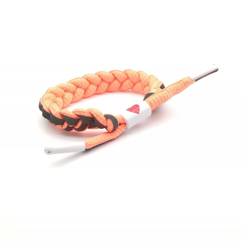 Holographic Reflective Peach Heart Bracelet Couple Color Changing Bracelet Man and Woman Students Safety Hand-Woven Bracelet: Orange