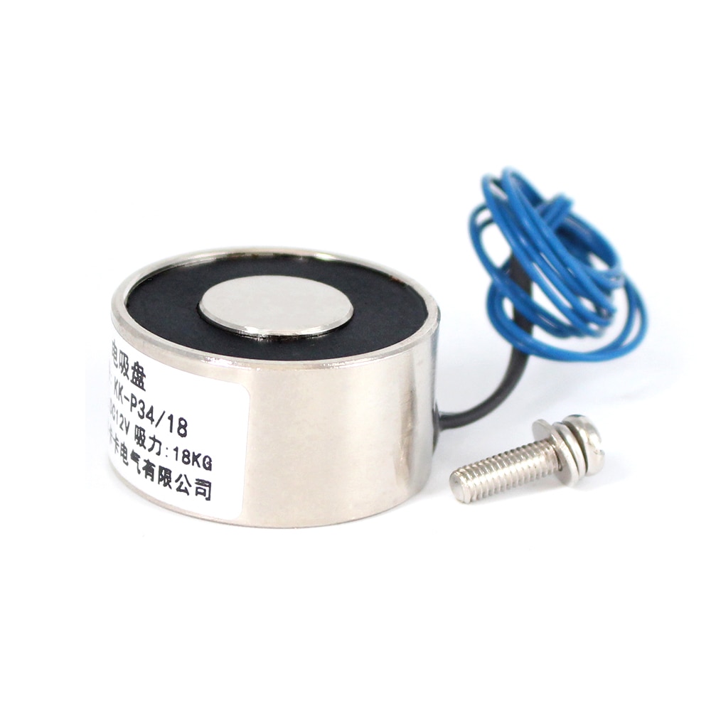 34/18mm Zuig 18KG 180N DC 12V Mini solenoid elektromagneet elektrische Lifting electro magneet sterke holder cup DIY 12 v