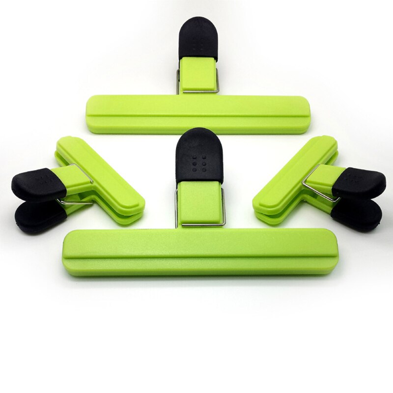 Plastic food sealed bag fresh food clip keep moisture-proof closed clip file binding clip kitchen tool universal seal clip: green4PCS