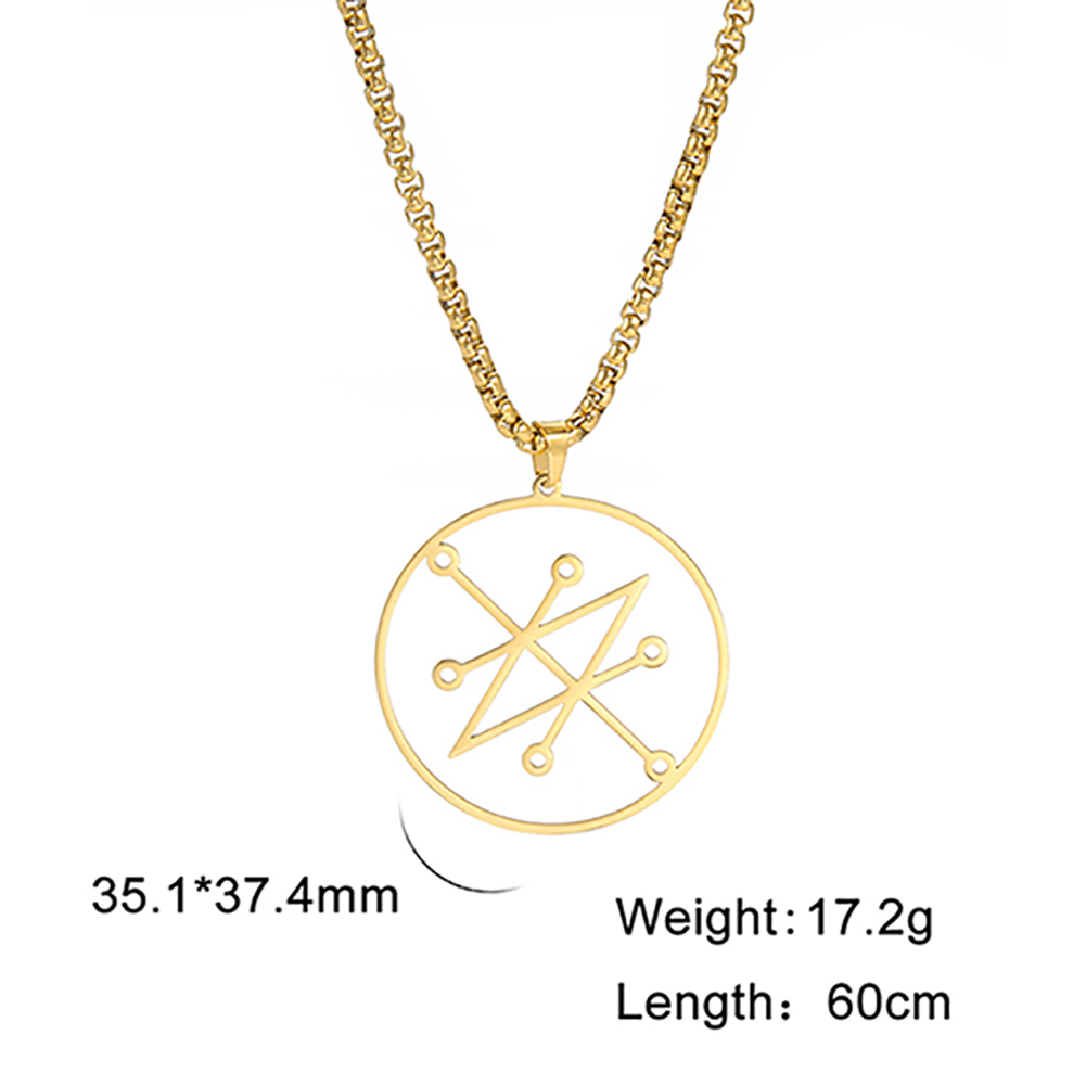 EUEAVAN Vintage Azazel Sigil Pendant Necklace Demonic Symbol Sign Necklaces Stainless Steel Seal of Solomon Amulet Charm Jewelry