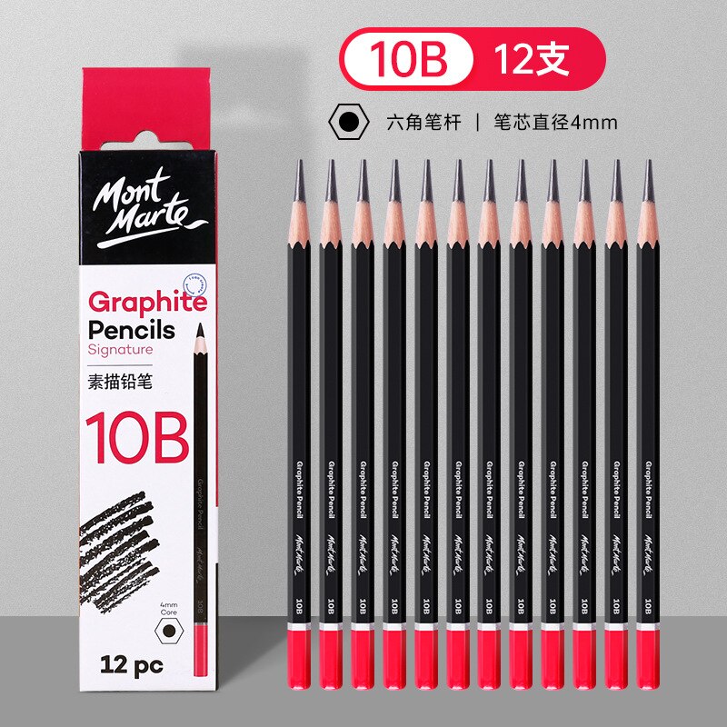 12pc Charcoal Graphite Sketch Pencils 3H 2B 7B 12B Soft Medium Hard Art Painting Wood Drawing Pencil For Artist Kid: 10B