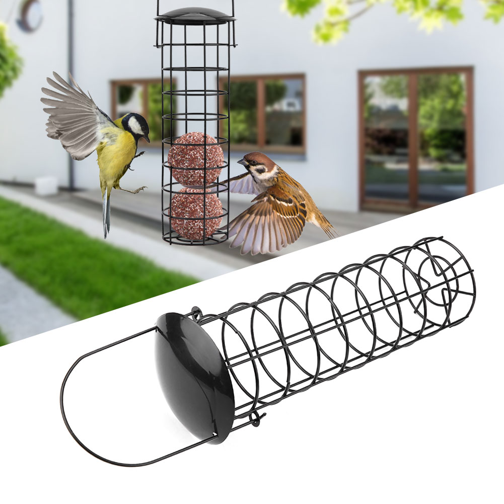 Portable Bird Feeder Outdoor Hanging Mesh Feeding Wild Birds Iron Grease Ball Holder Products Park Garden Tree Container