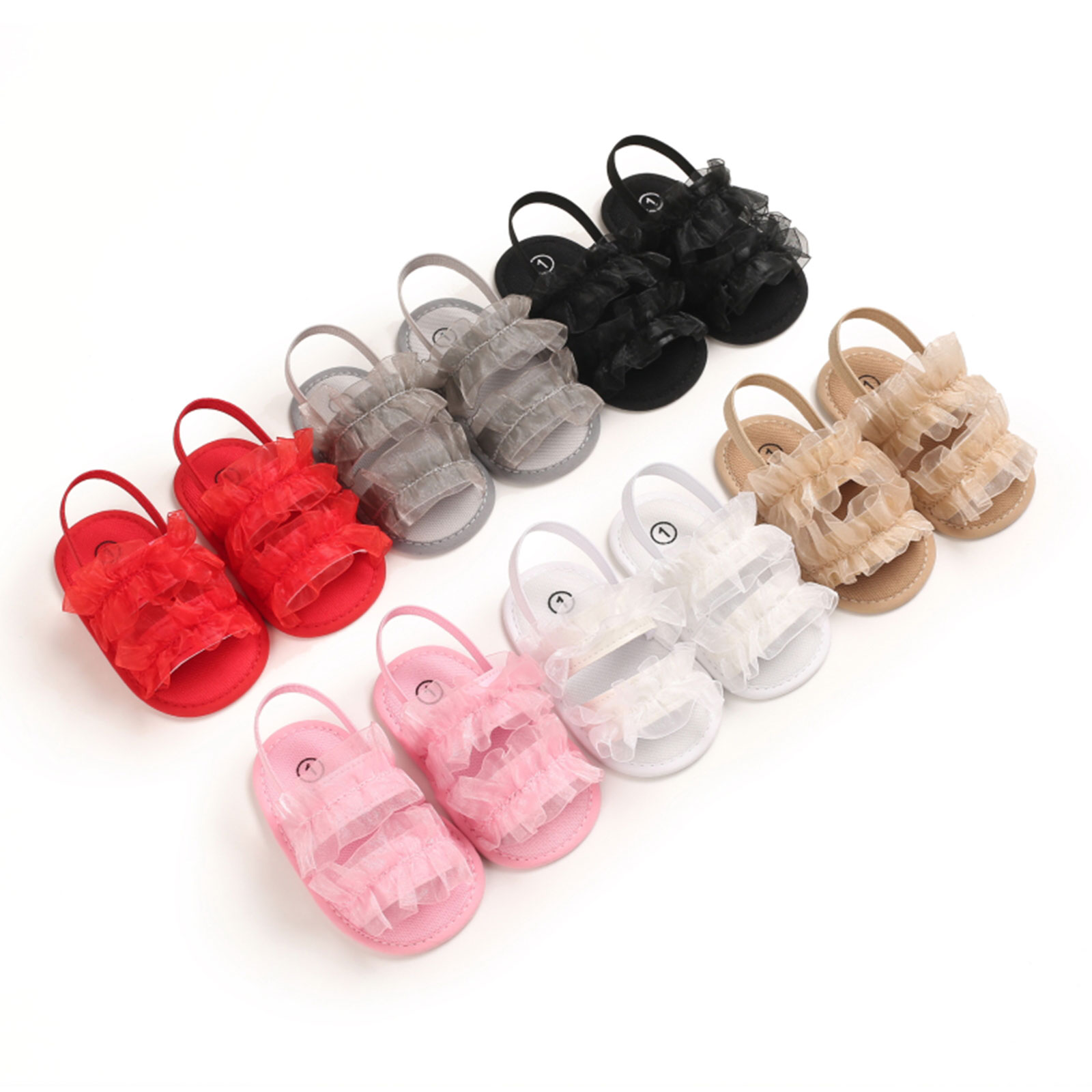 Baby Meisjes Sandaal Mesh Kant Leuke Zomer Zachte Zool Ademende Platte Prinses Baby Antislip 0-12 maanden Babyschoenen