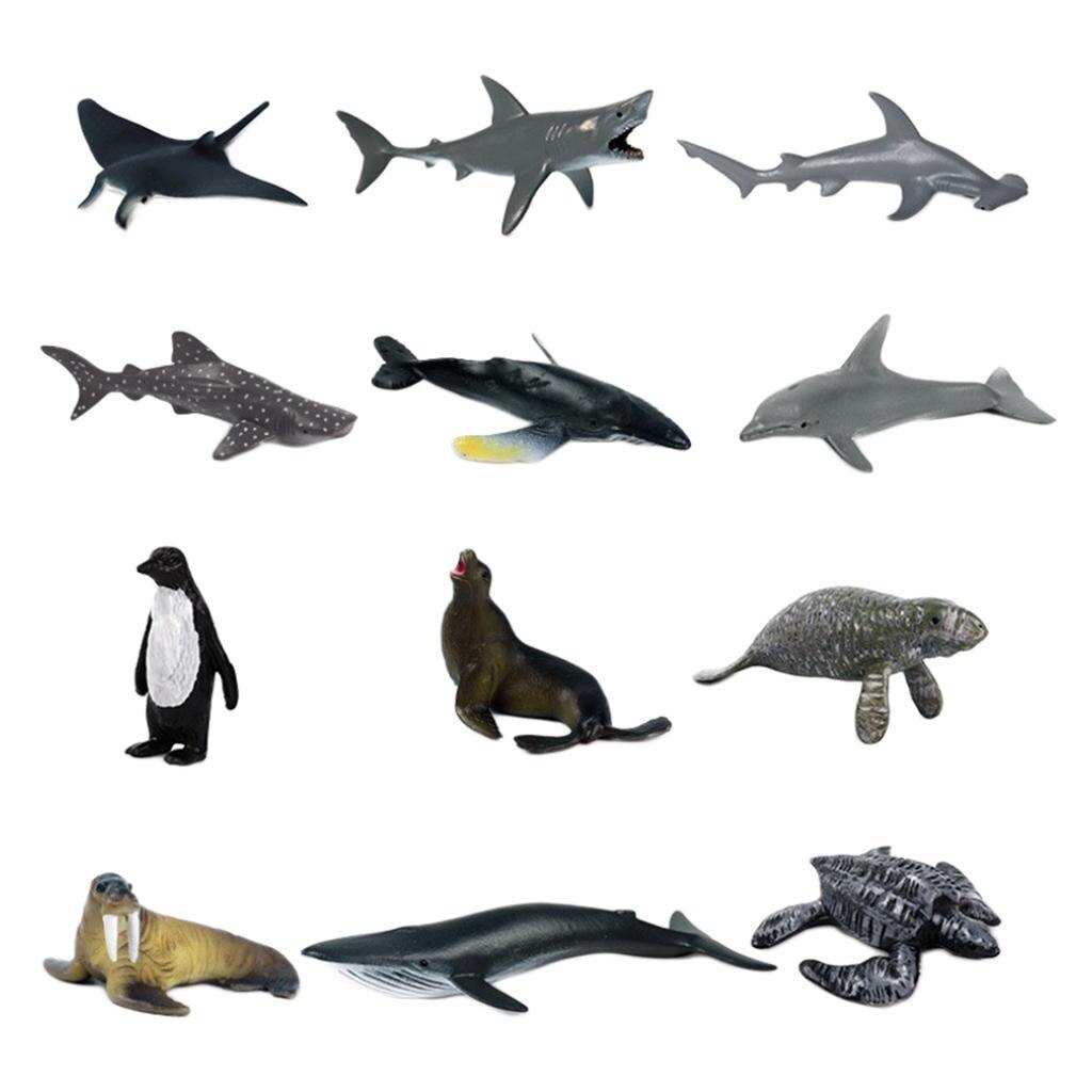 Set mit  of 12 naturgetreuen meerestier-pvc-figuren für aquarien für kinder