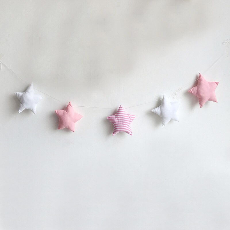Guirnalda nórdica de estrellas y luna para decoración de pared, cartel de , alfombra de cama, banderines para Baby Shower, adorno colgante para habitación de niños, accesorios para fotos: D