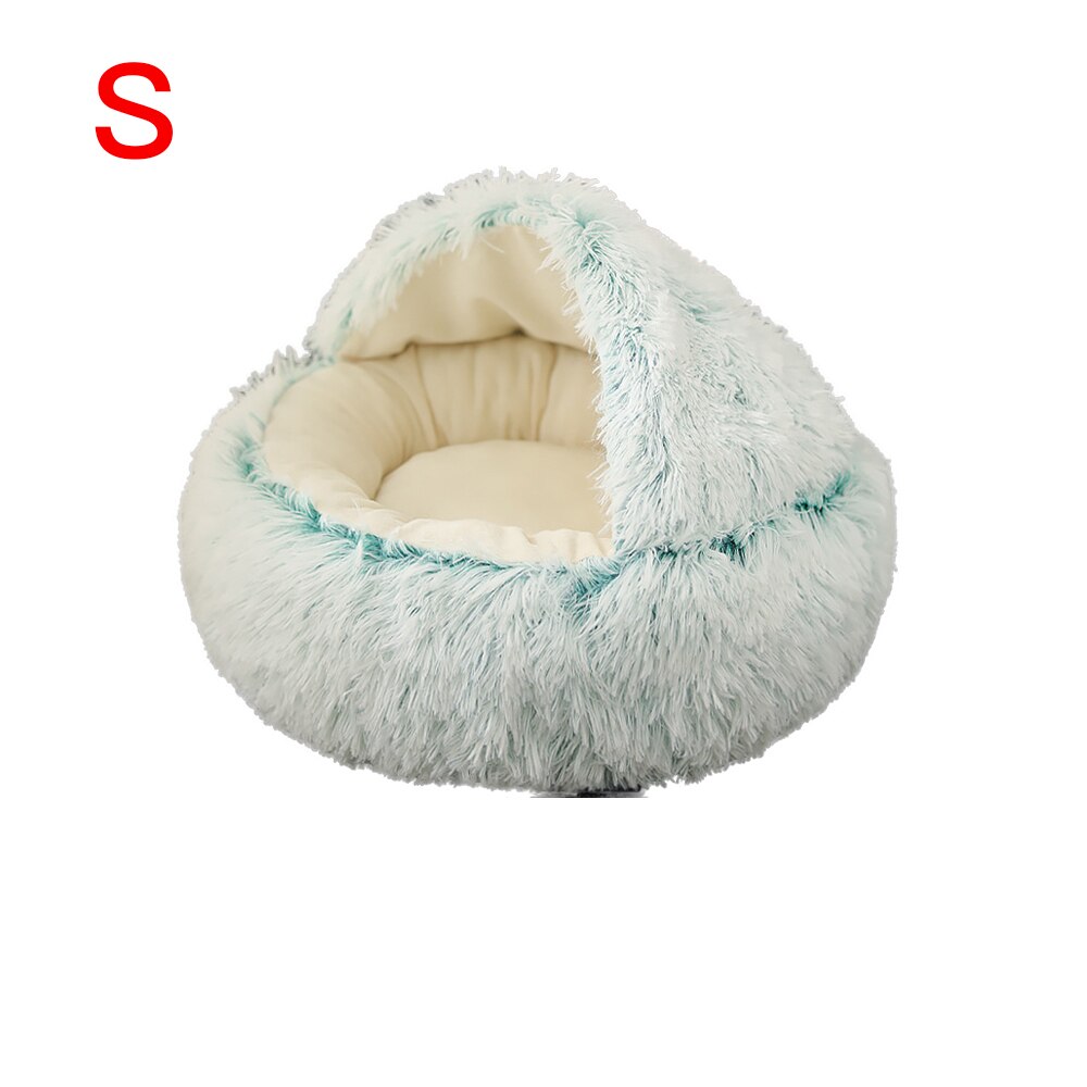 Cama para gatos 2 en 1, Comodidad para dormir profunda en invierno, cesta para casa de gatos, productos de tienda para mascotas, nido para gatos de interior: Verde claro / S