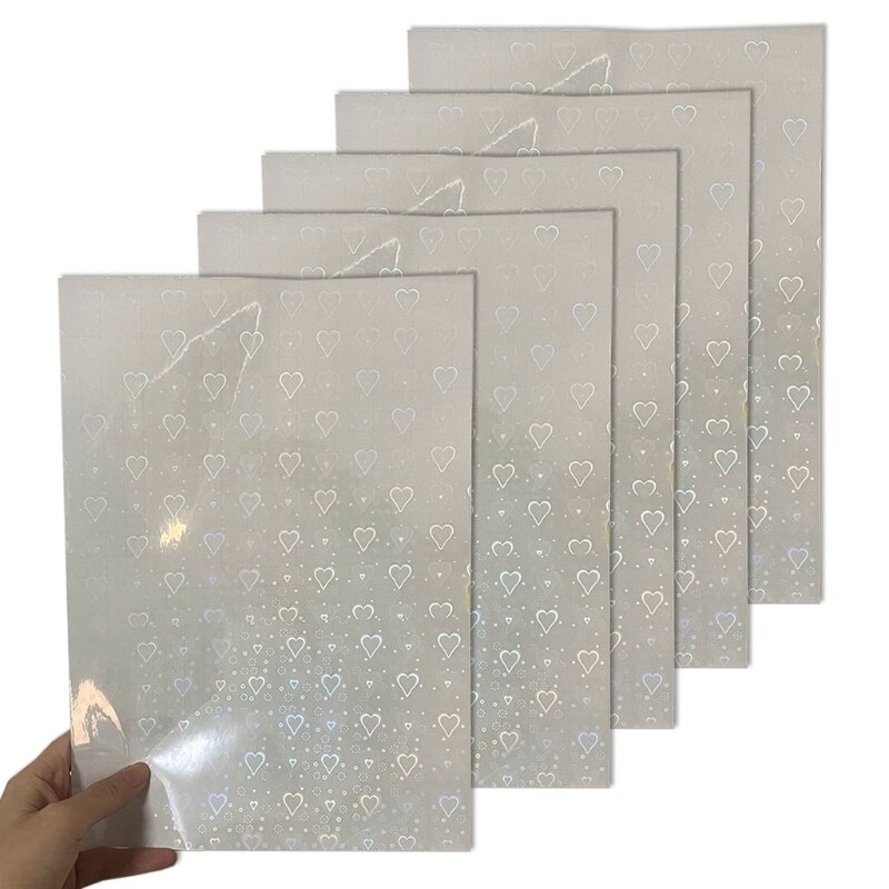 5 ark genomskinlig holografisk overlay laminering vinyl  a4 storlek självhäftande laminat vattentätt vinyl klistermärkepapper: 7