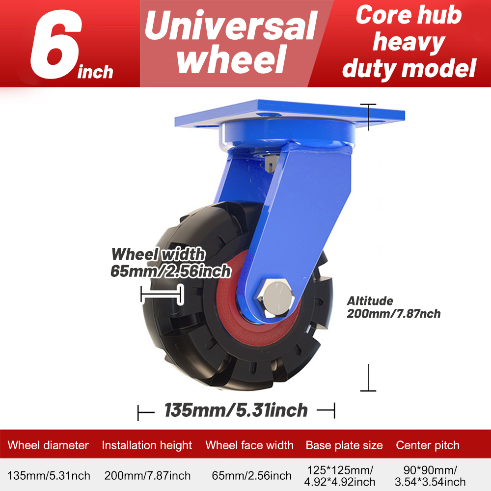 Caster Wheels 6/8/10/12inch Furniture Caster Soft Rubber Universal Wheel Swivel Caster Roller Wheel: Orange