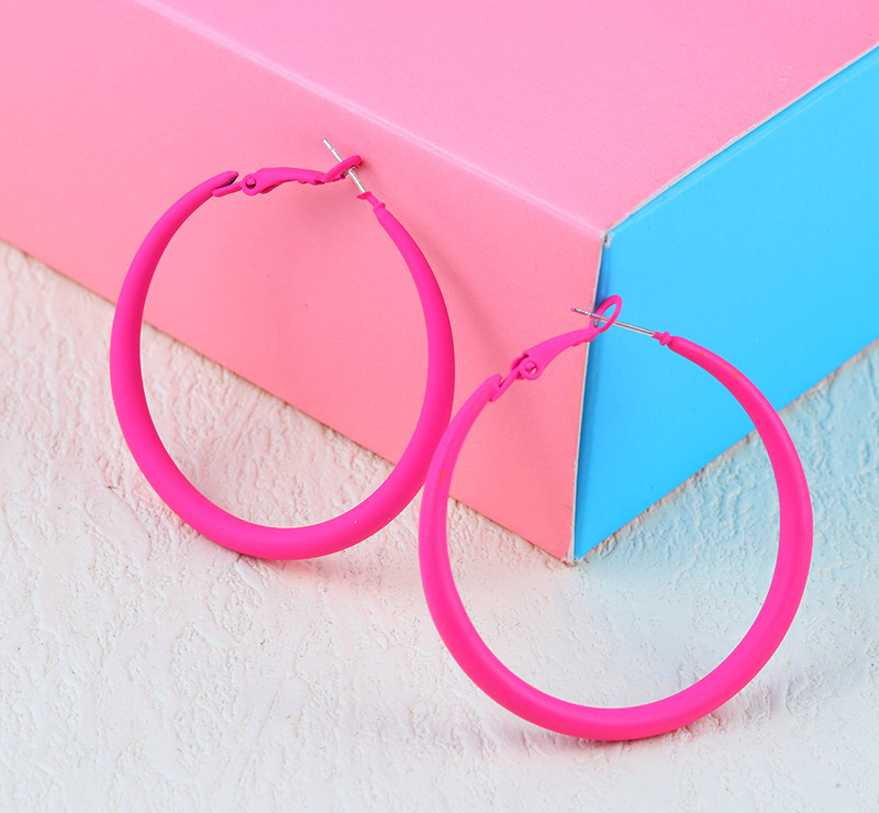 Summer Colorful Neon Hoop Earrings Pink Blue Green Yellow Large Circle Earrings for Women Girl Rock Punk Jewelry: Black Gun Plated