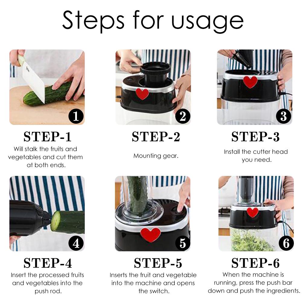 500W Multifunction Electric Sliced Grater Food Machine Spiral Funnel Potato Cucumber Shredder Vegetable Chopper Kitchen Gadgets