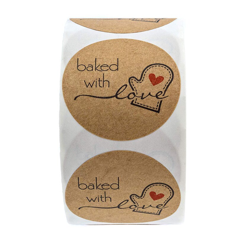 Round Natural Kraft Sticker Seal Labes 50Pcs/wad Hand Made with Love Sticker Paper Scrapbooking Stationery Sticker