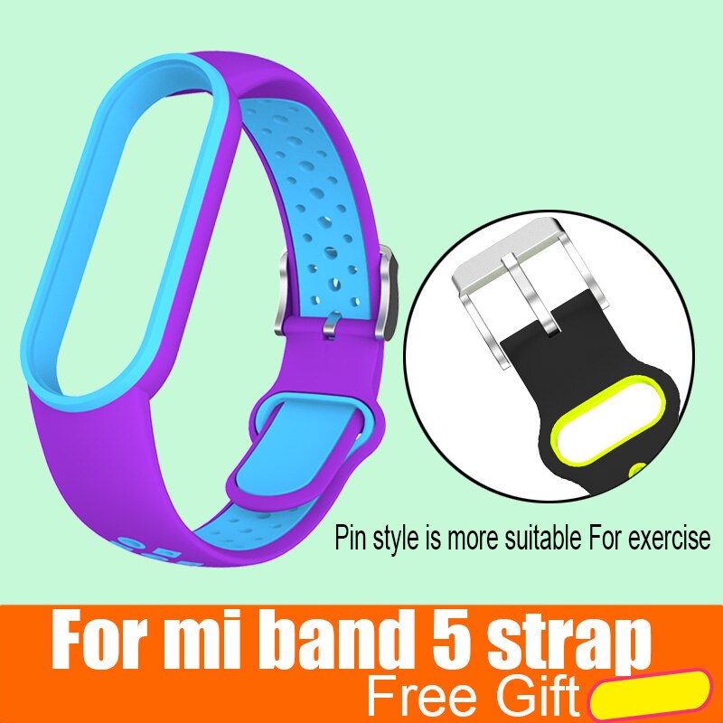 Mi Band 5 Wrist Strap for Xiaomi Mi Band 5 NFC Silicone Wristband Bracelet Mi5 Smart Watches Miband5 Accessories Sport Strap: purple blue