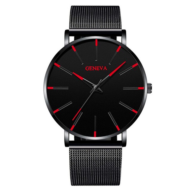 Geneva 1 luxe dameshorloge, eenvoudig, ultradun zwart roestvrijstalen mesh horloge, dameshorloge, zakelijk en casual, quartzhorloge: Jj