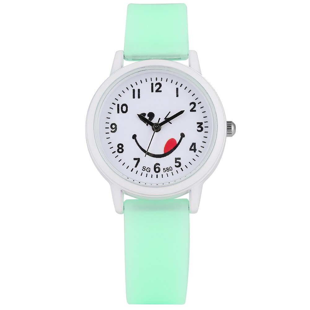 Mooie Tong Expressie Patroon Wijzerplaat Horloge voor Kinderen Klassieke Roos Rode Siliconen Band Quartz Horloge voor Kids