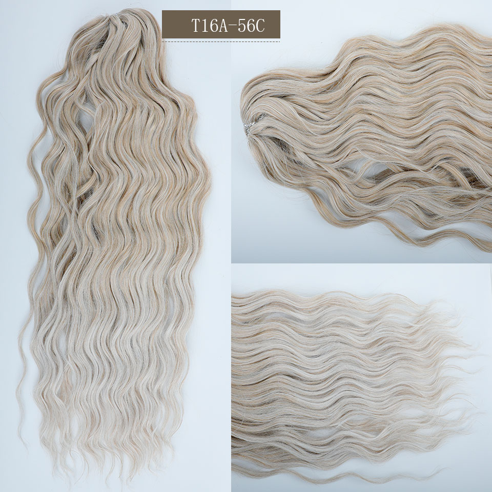 Anna 3 stk. 24 cm løse dybe bølger hæklede fletninger pink ombrefarvede regnbue hårextensions grå hvid fletning hår blond 613: #1
