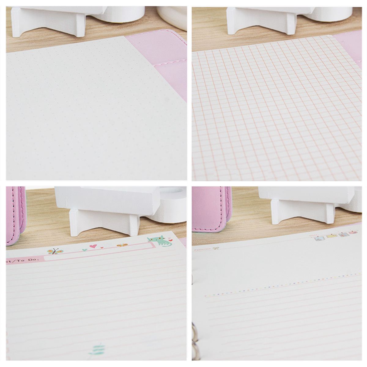 Blel  a5 ugentlig månedlig planner dagbog klassisk løv-blad-ring-bindemiddel notesbog omslag, lyserød