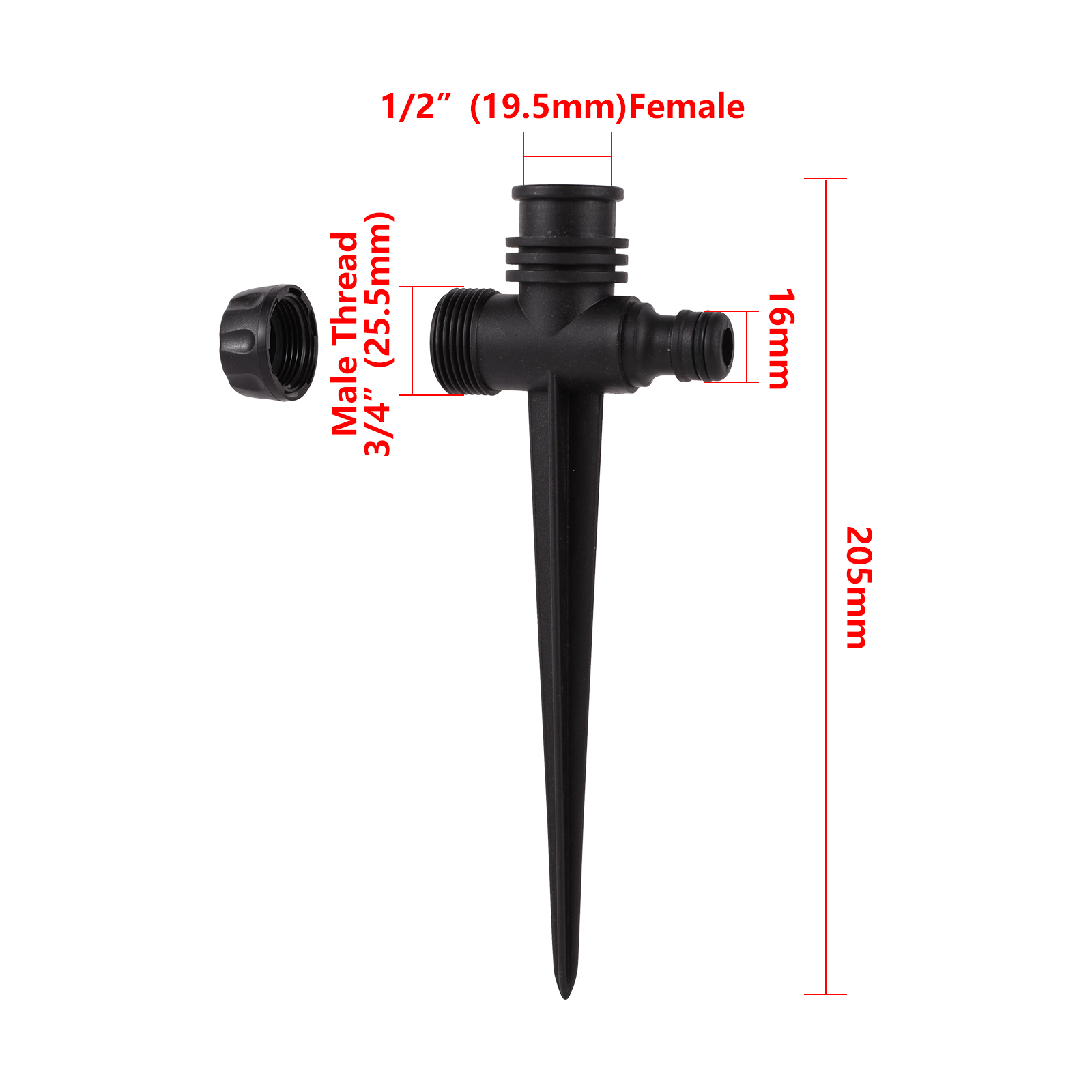Arroseur d'arrosage de jardin à filetage mâle 1/2" 360 ° Buse d'irrigation rotative pour champ de fleurs de pelouse, arroseur rotatif oscillant: Bourgogne