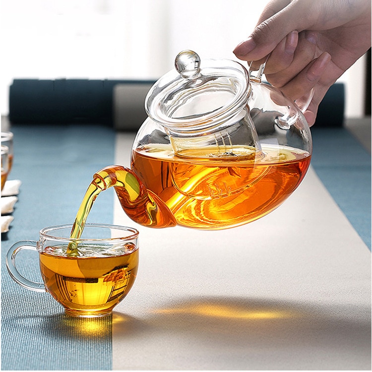 Högbor kiselfilter värmebeständigt glas tekanna set tjockt glas tekanna hög temperatur tekanna plus vattenkokare