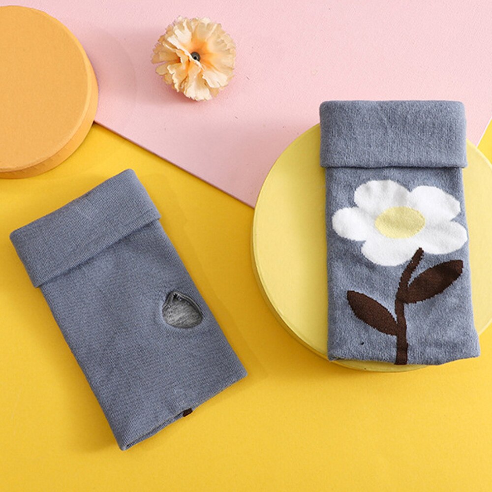 Rękawiczki bez palców kreskówka dinozaur kwiat z designem serca rękawiczki z dzianiny kobiety ciepłe zimowe różany palec ręka rękawice z jednym palcem