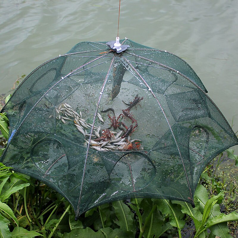 Automatic Folding Fishing Net Prawn Shrimp Cage Nylon Crab Net Nylon Foldable Crab Fish Trap Cast Net Folding Fishing Network