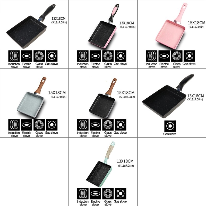 Nonstick retangulær omelet pande tamagoyaki ægpande til komfur og induktion  j0pd