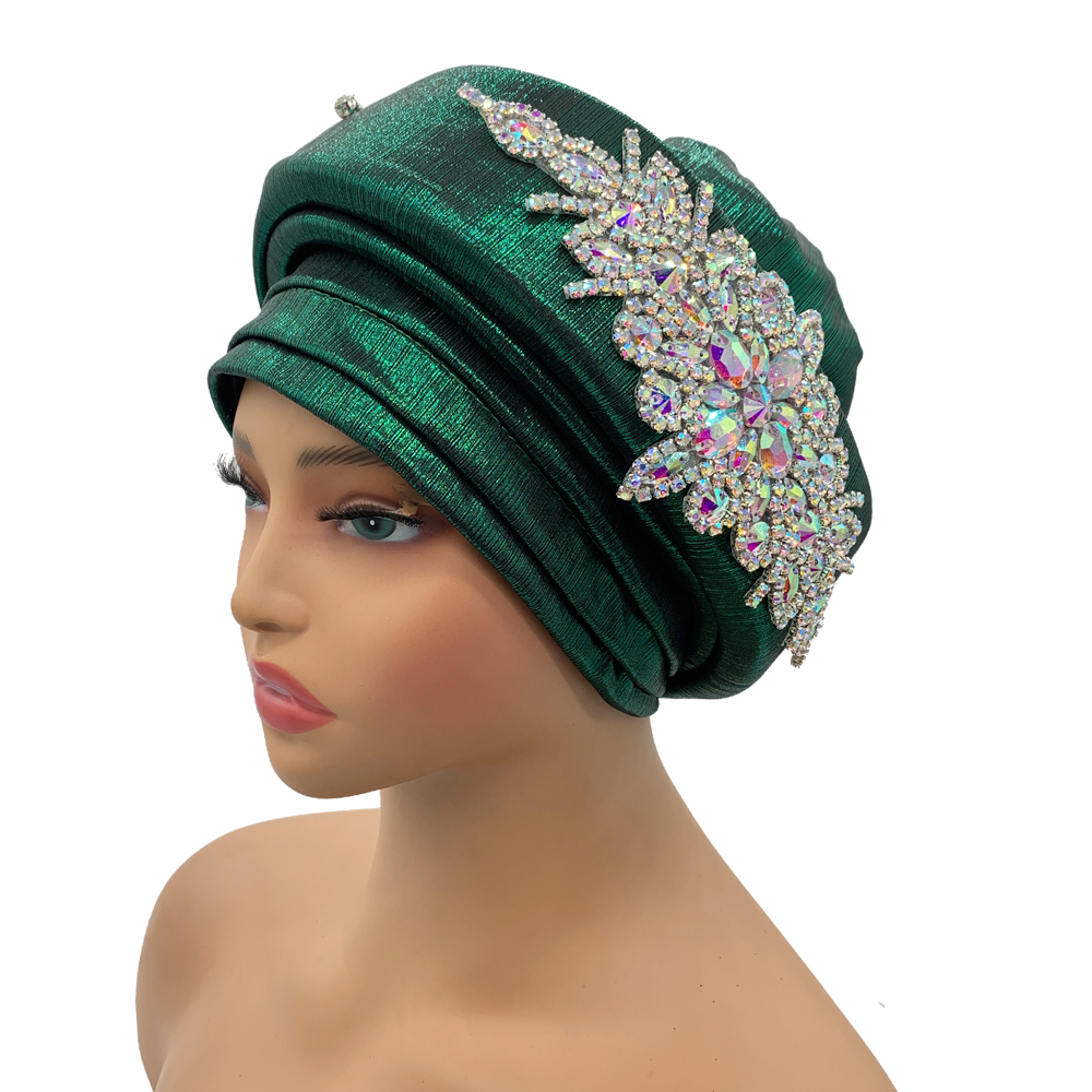 Luxus Strass Turban Hütte für Frauen Afrikanische wickeln Kopf Kopfbedeckung Nigeria Auto Gele Headtie Turbante Mujer: Rost verrotten