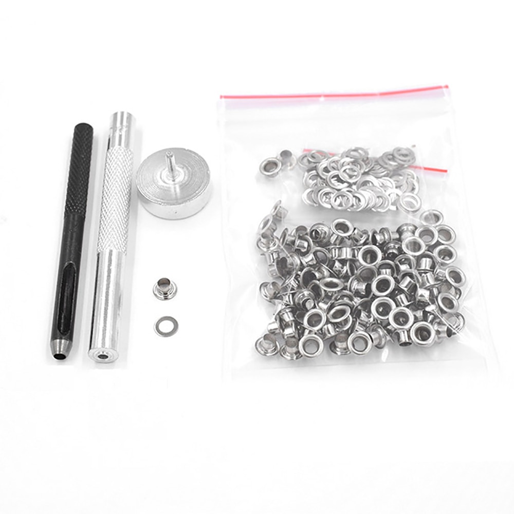 (3.5-5 Mm) 300 Sets Metalen Oogjes + Installatie Gereedschap Zilver Brons Gemengde Verpakking Klinknagels Metalen Gat Oogje Tool Knoppen