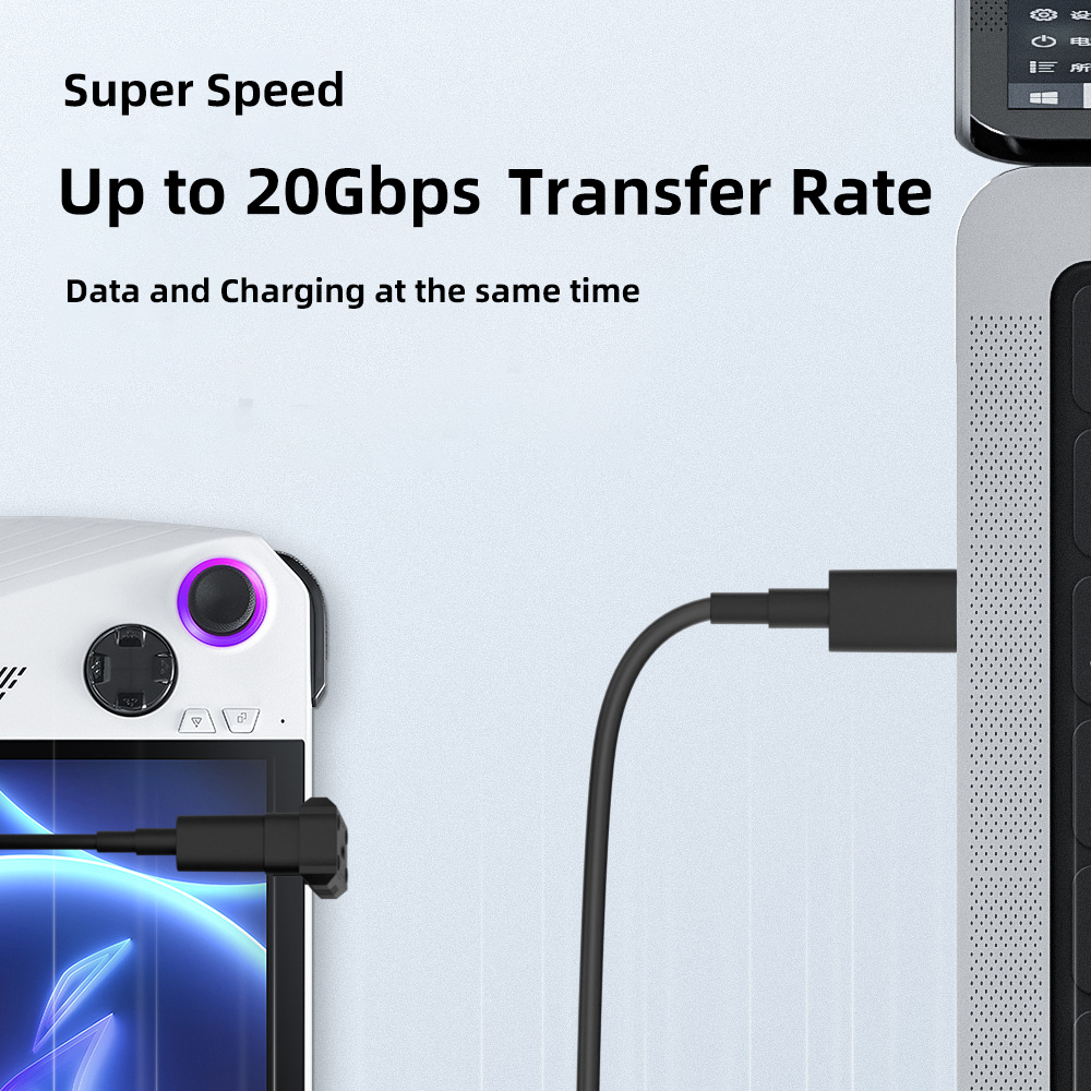 USB C to USB C Adapter 20Gbps 180 Degree U-shaped Type C Female Adapter for Asus ROG Ally/NS Switch Console 8K@60Hz Converter