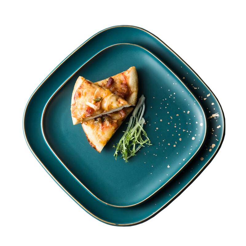 Juego de vajilla de cerámica nórdica de alta , juego de cuencos, platos, sopas, estilo moderno, Retro, Verde