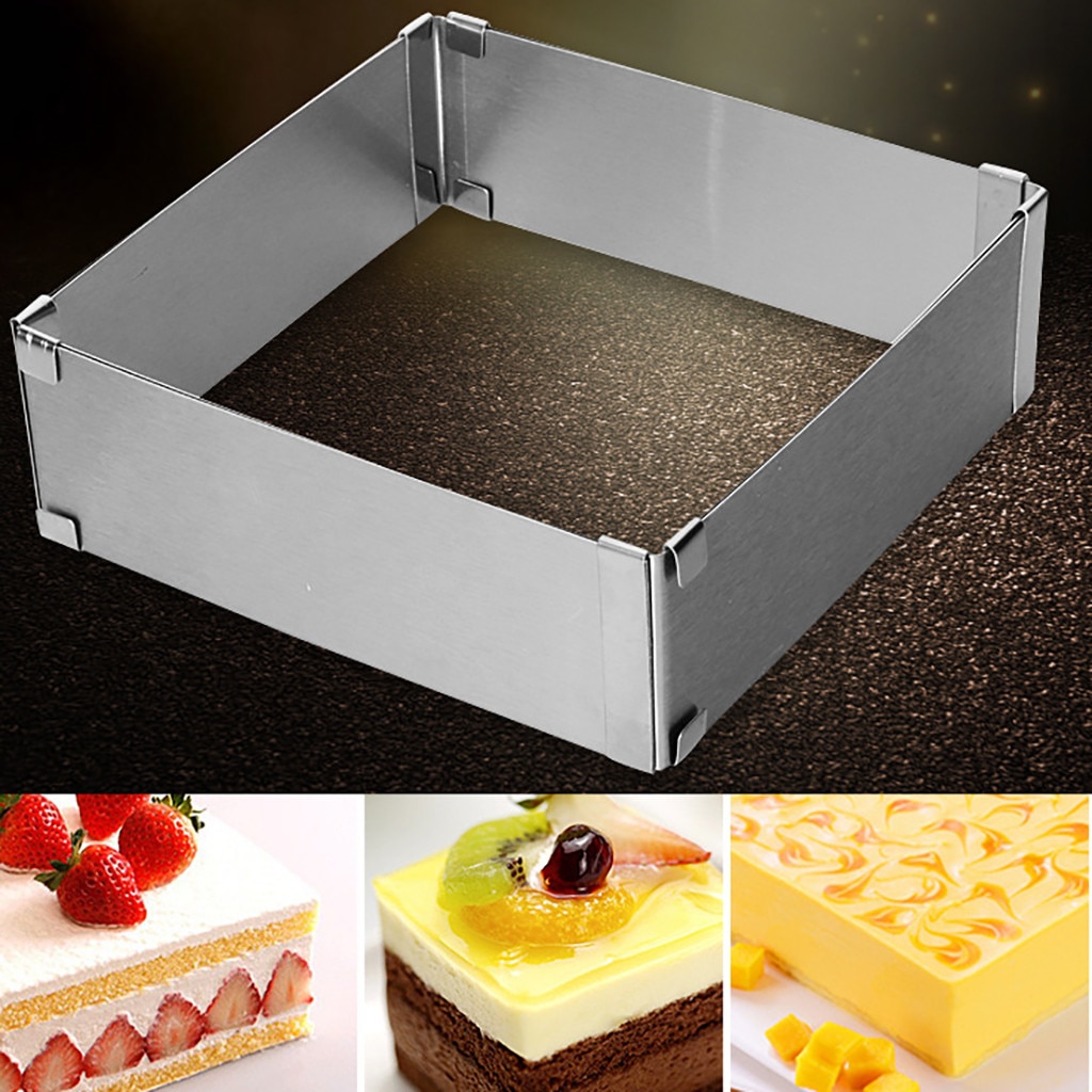 Verstelbare Mousse Vierkante Cakevorm Rvs Bakvorm Keuken Dessert Accessoires Cake Decorating Gereedschap #25: Default Title