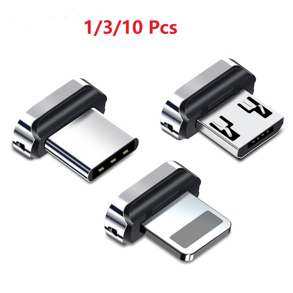 1/3/10Pcs Ronde Magnetische Kabel Plug Type C Micro Usb C 8 Pin Stekkers Snelle Opladen adapter Telefoon Microusb Type-C Magneet Plug