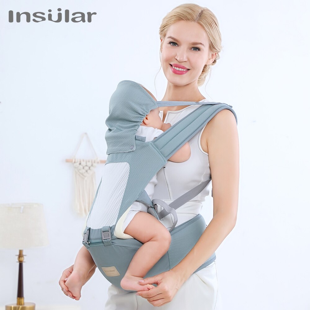 Ergonômico para bebê, mochila para carregar bebês portátil, espessante nos ombros, 360, com capuz canguru, 0 a 36 meses