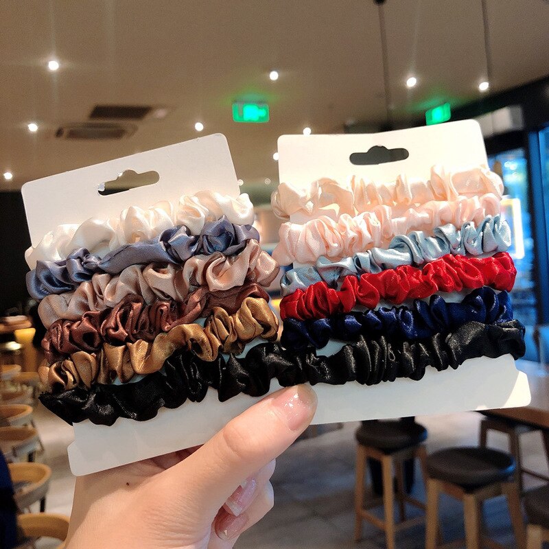 satin 6-piece hair tie all-match basic hair rope