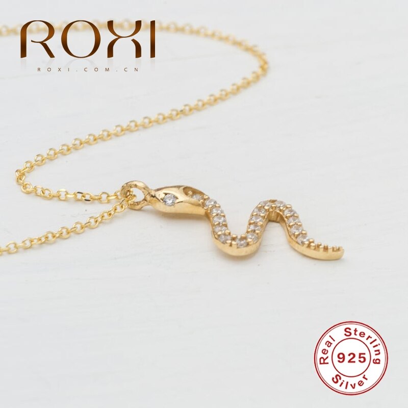 Roxi Animal Snake Hanger Ketting Goud 925 Sterling Zilveren Kettingen Voor Vrouwen Collares Bijoux Femme Choker Sieraden