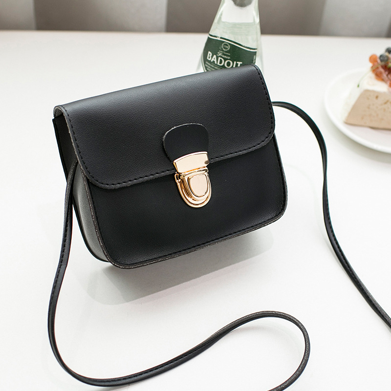 Ladies Messenger Bags Cheap Hasp PU Leather Small Shoulder Bags Women Crossbody Bag For Girl Brand Handbags 102: Black