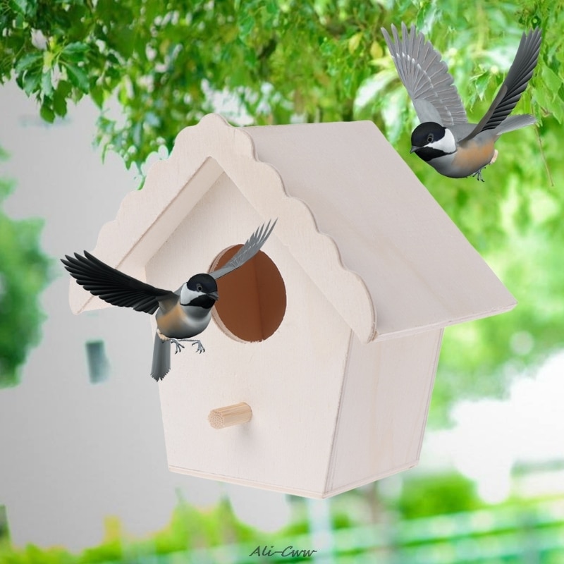 Nido de Pájaro, casa de madera Natural, loro , montado en la pared, casa de ave colgante, decoración de jardín, artículos para aves