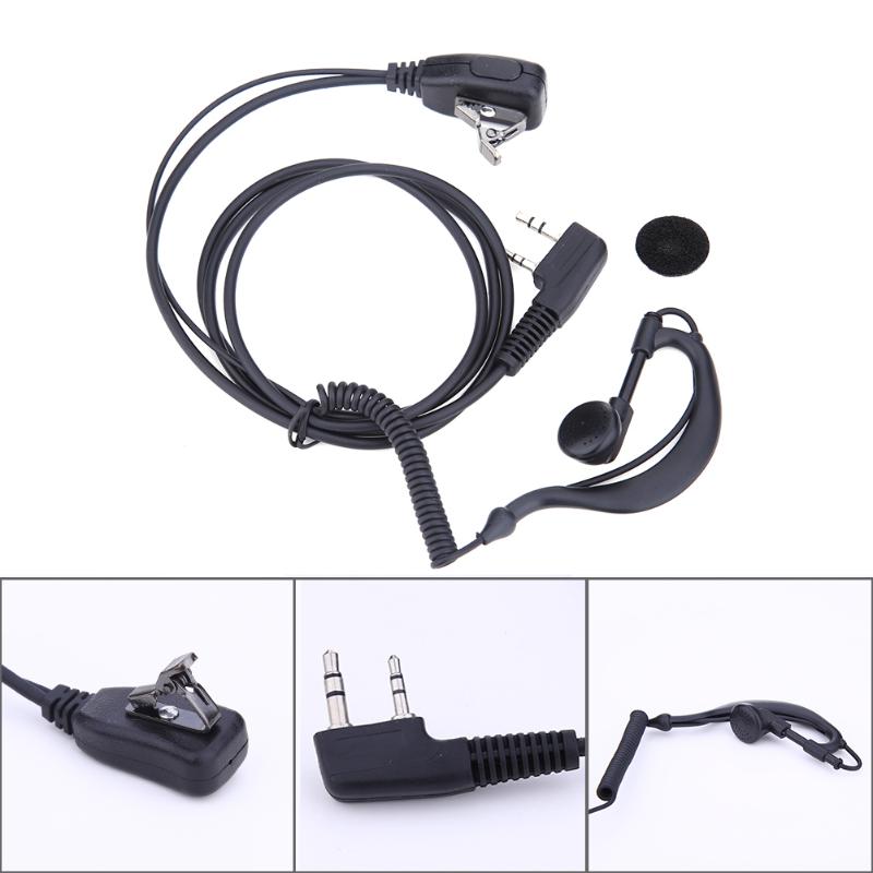 Oreillette 2 broches casque PTT avec Microphone talkie-walkie oreille crochet Interphone écouteur écouteur pour BAOFENG UV5R pour KENWOOD