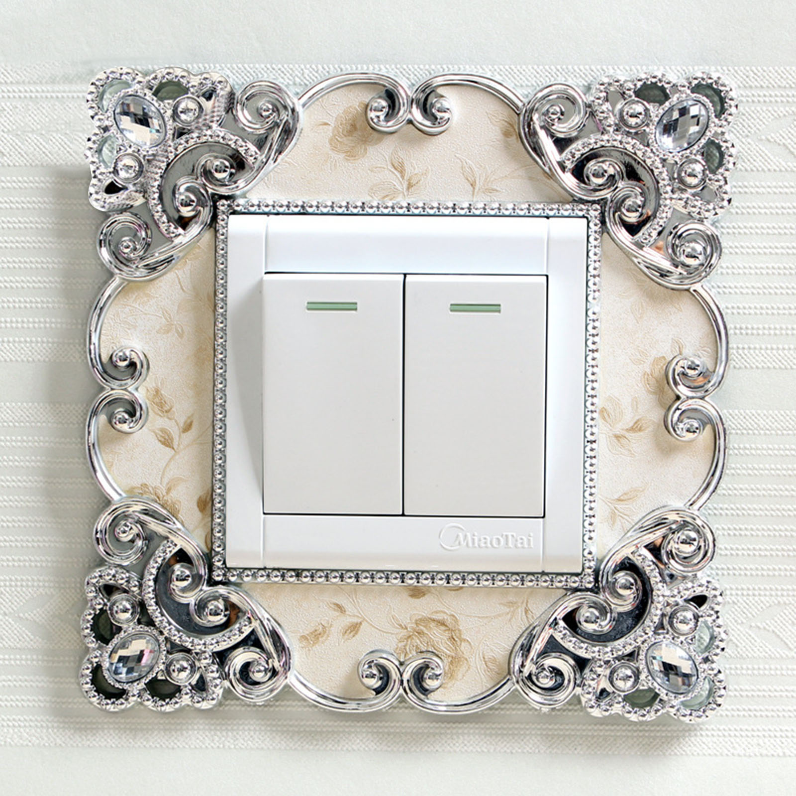 18 Stijlen Europese Stijl Draagbare Socket Decals Schakelaar Luxe Vierkante Kant Lichtschakelaar Cover Pastel Home Decor 1 Stuk: 2