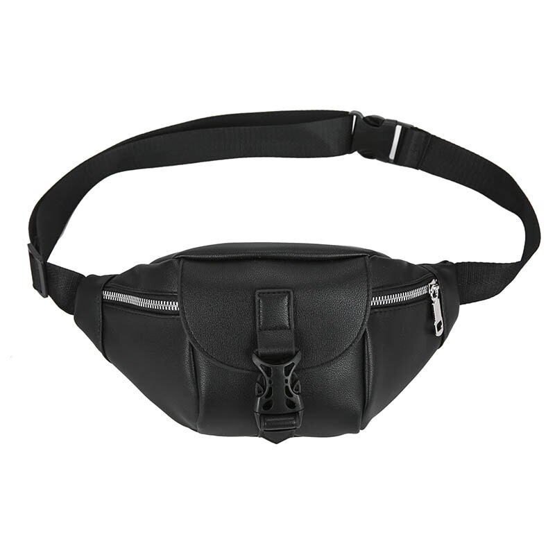 Verstelbare Vrouwen Hip Taille Verpakking Lederen Crossbody Tas Borst Zakken Rits Vrouwelijke Clutch Pouch Riemfanny: Black Waist Bag