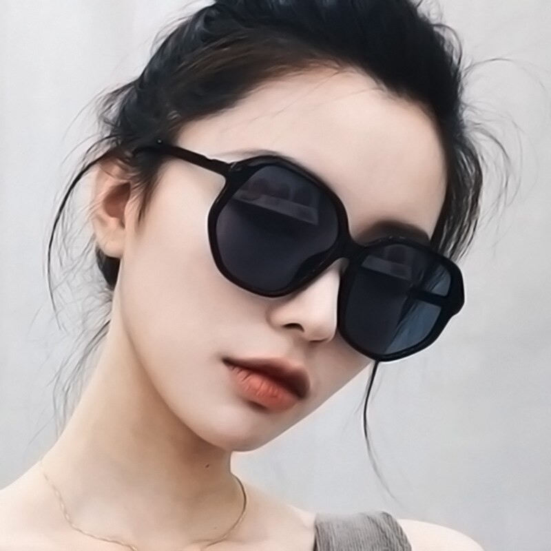 Nova moda leite marrom óculos de sol grande quadro poligonal óculos de sol feminino retro internet popular tiktok